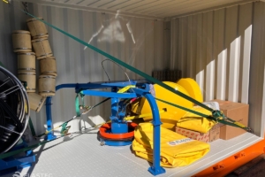 Weir skimmer equipment in container